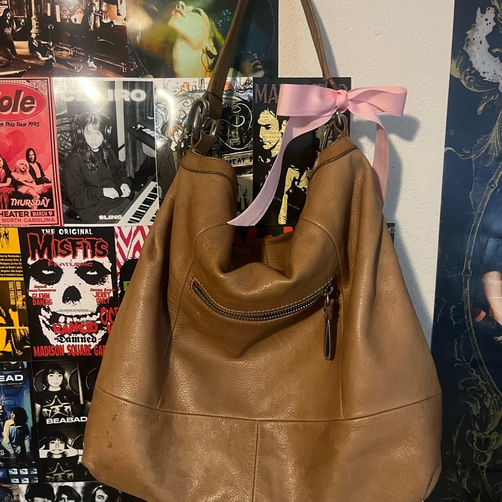 B. Makowsky Tan Leather Shoulder Bag
